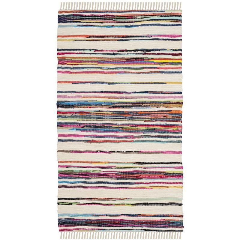 Rag Rug RAR126 Hand Woven Indoor Accent Rug - Ivory/Multi - 2'x3' - Safavieh.