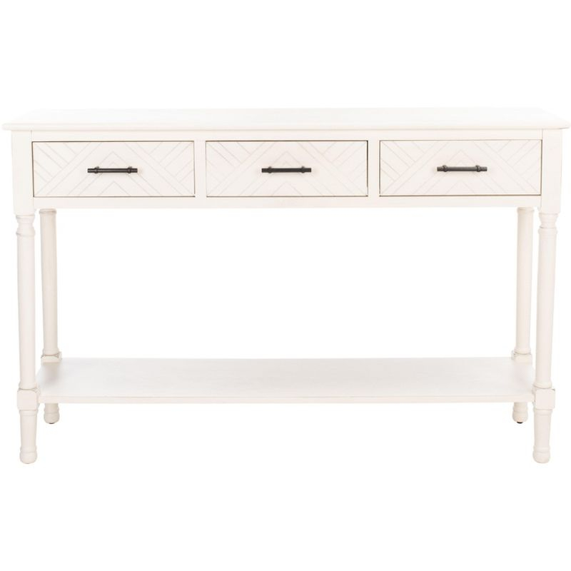 Peyton 3 Drawer Console Table - Distressed White - Safavieh