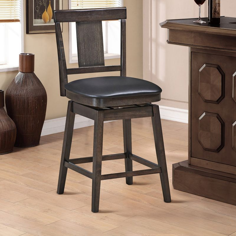 Swivel Bar Stool Rubber Wood 24 inch Upholstered Counter Height Bar Chair W/Rubber Wood Legs