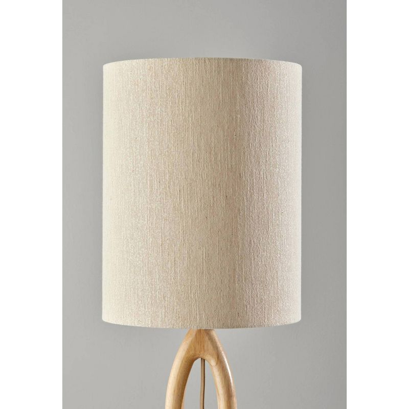 Adesso Mayfair Floor Lamp Natural: ETL Listed, Beige Drum Shade, Metal Base, Rotary Switch