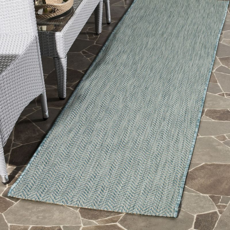 Courtyard CY8022 Power Loomed Indoor and Outdoor Runner Rug - Aqua/Grey - 2'3"x8' - Safavieh