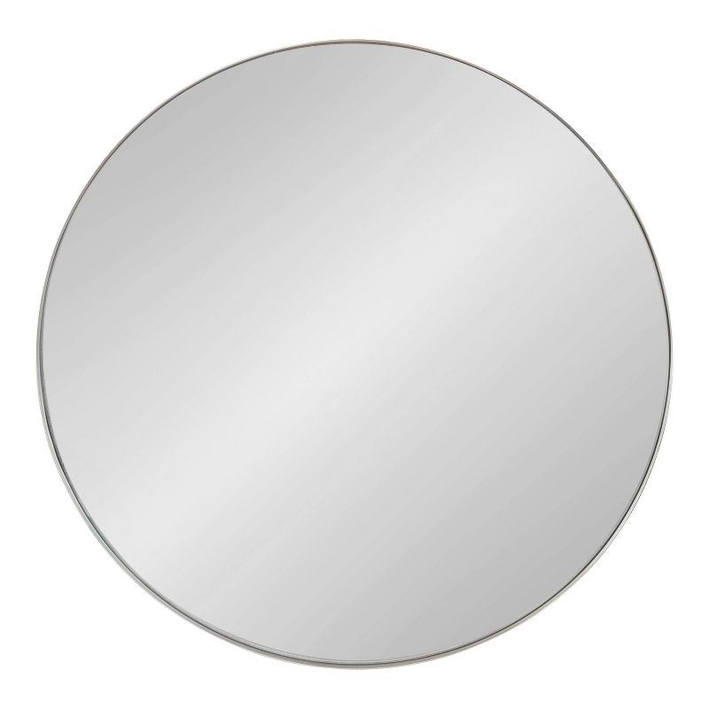 Kate & Laurel All Things Decor 28" Rollo Round Wall Mirror Silver: Modern Metal Frame, No Assembly Required