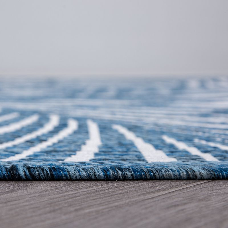 World Rug Gallery Contemporary Palm Leaf Textured Flat Weave Indoor/Outdoor Area Rug - NAVY 2'x3'
