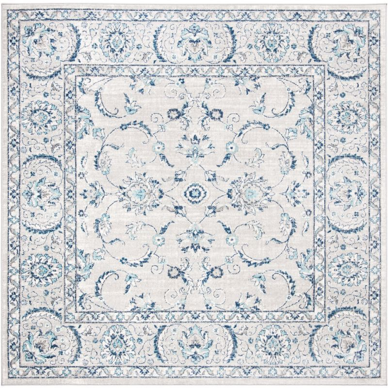 Brentwood BNT854 Power Loomed Indoor Area Rug - Light Grey/Blue - 5'x5' - Safavieh