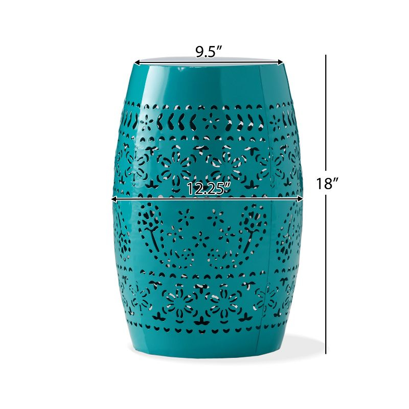 GDFStudio Riley Outdoor Lace Cut 12 Inch Side Table, Teal