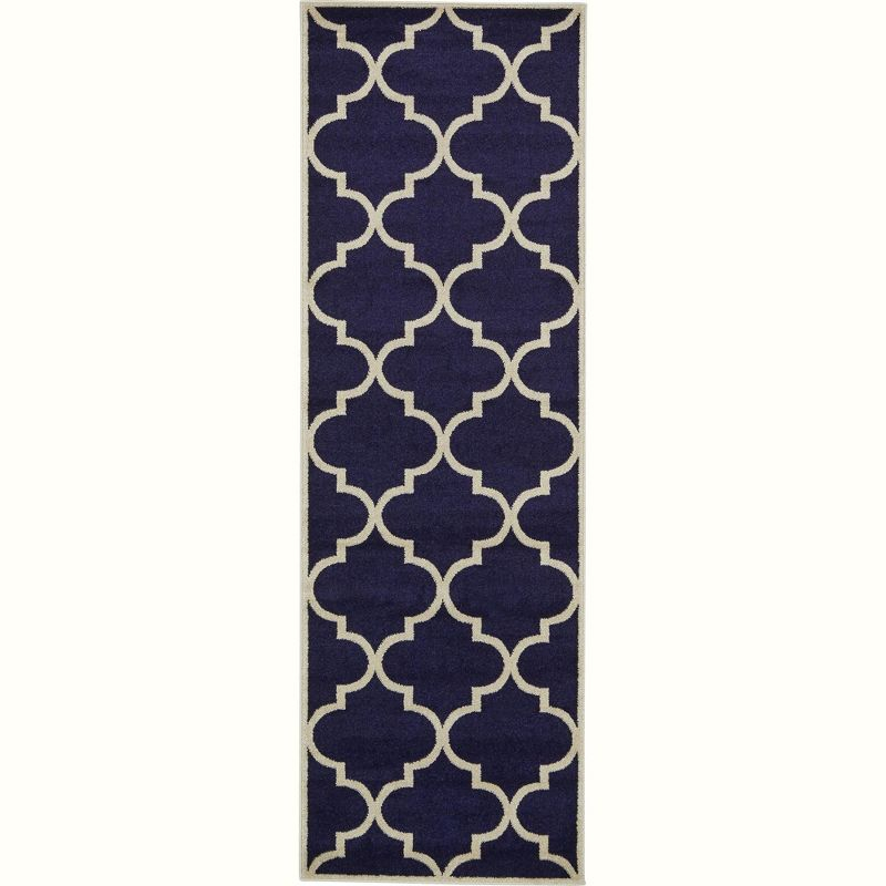Unique Loom 2' 0 x 8' 0 Runner Navy Blue Trellis Austin Area Rug