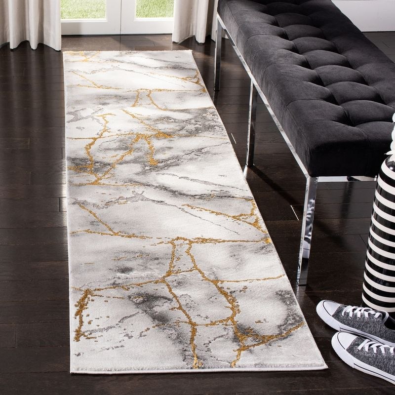 Craft CFT877 Loomed Indoor Runner Rug - Grey/Gold - 2'3"x8' - Safavieh
