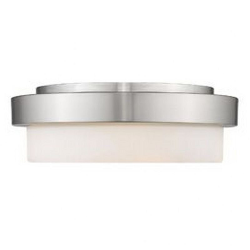 Golden Lighting Multi-Family 13" 2-Light Flush Mount in Pewter with Opal Glass