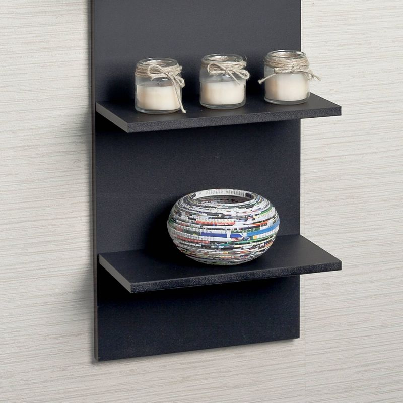 Danya B. 47" x 11.7" Wide Vertical Column Wall Shelf Black: Laminated MDF, 5-Tier Storage, Spot Clean