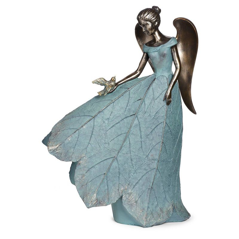 Roman 19.75" Angel and Bird Statue Outdoor Garden Statue Bronze