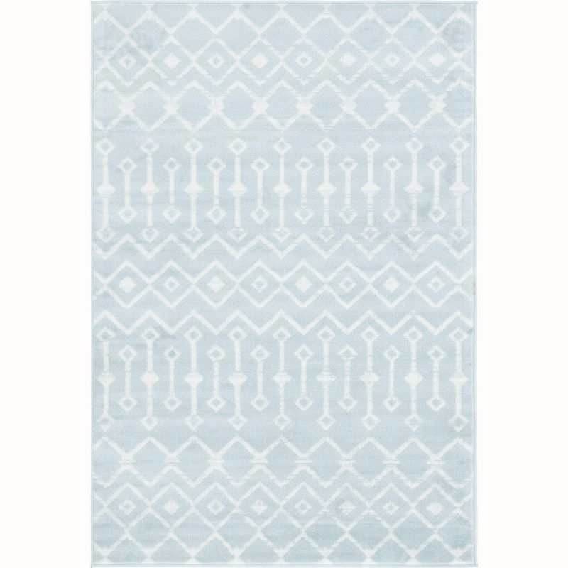 Unique Loom 4' 1 x 6' 1 Rectangle Moroccan Trellis Light Blue Area Rug