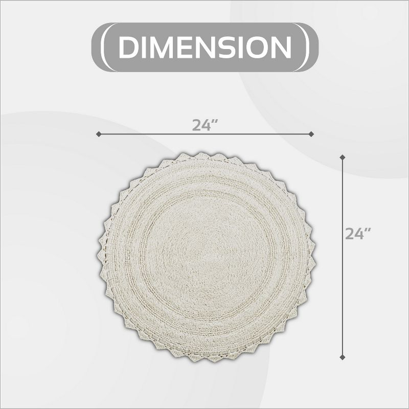 Better Trends Lilly Crochet 100% Cotton Tufted Reversible Bath Rug 24" Round - Ivory