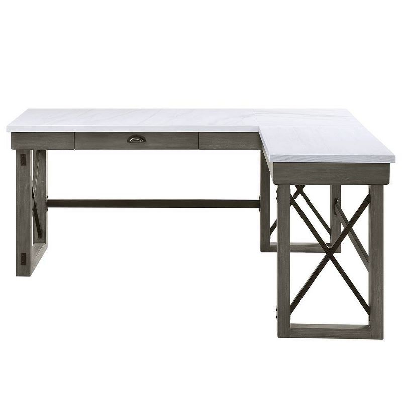 67" Talmar Marble Top Writing Desk with File Drawer & Lift Storage - Acme Furniture