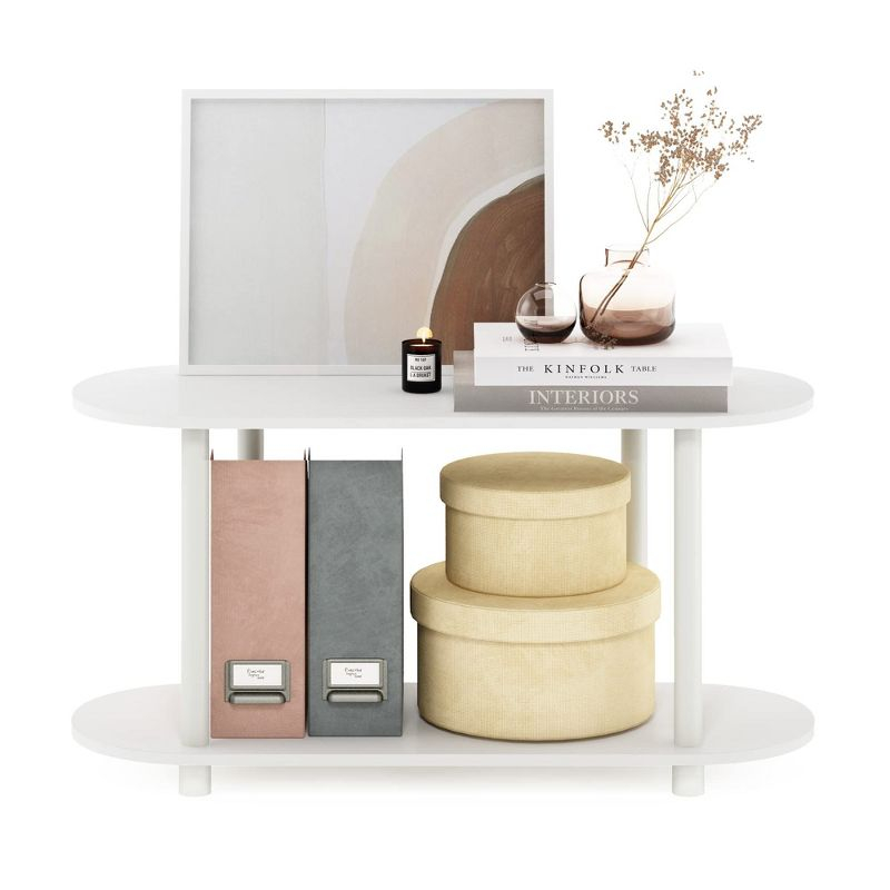 Furinno Modern 2-Tier Oval Side Table Accent End Table Entryway Table for Living Room Bedroom Home Decor,White