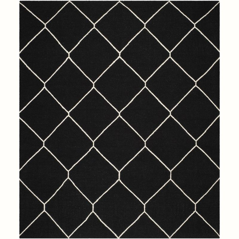 Dhurries DHU635 Hand Woven Area Rug - Black/Ivory - 8'9"x11'9" - Safavieh.