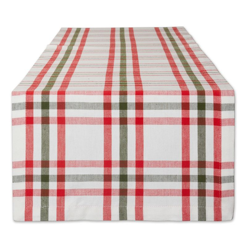 Design Imports  Christmas Nutcracker Plaid Table Runner, Red/Green, 14X108"