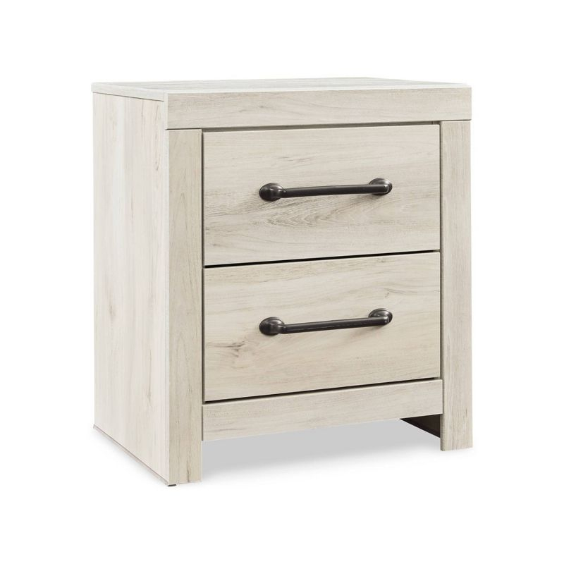 Cambeck Nightstand White - Signature Design by Ashley: Industrial Style Bedside Table with USB Ports & Storage