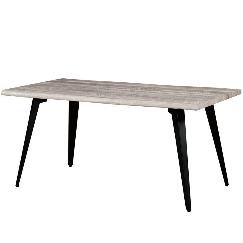 LeisureMod Ravenna Single Modern 63" Rectangular Dining Table with Wavy Edge Wood Top and Metal Legs