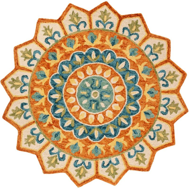 Novelty NOV605 Hand Tufted Indoor Area Rug - Rust/Ivory - 6' Round - Safavieh