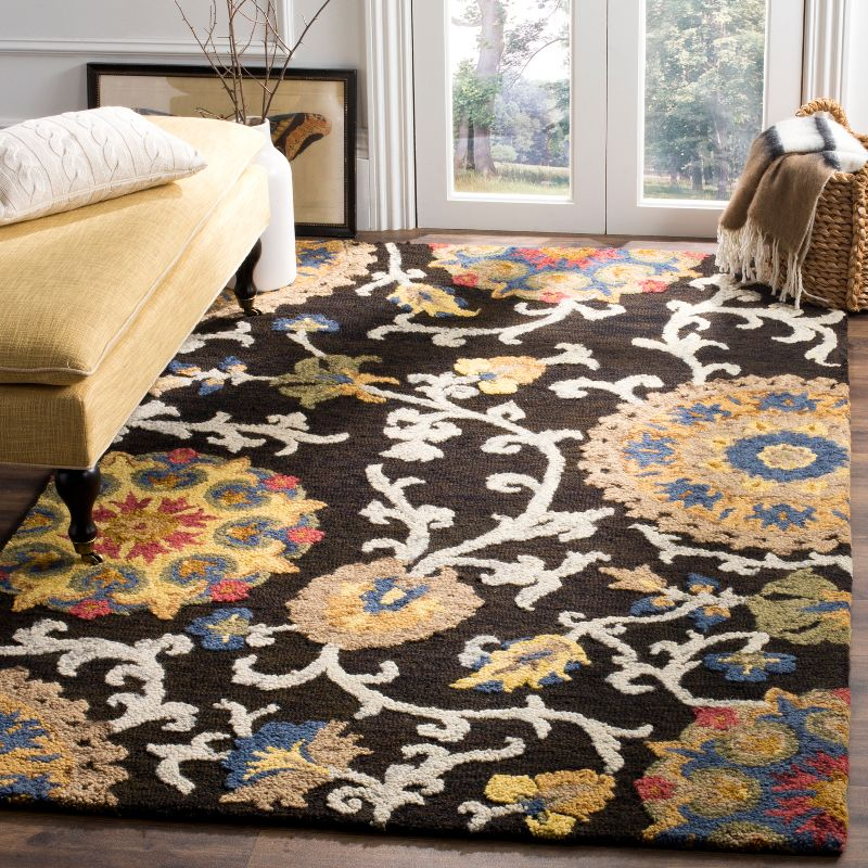 Blossom BLM401 Hand Tufted Area Rug - Charcoal/Multi - 3'x5' - Safavieh.
