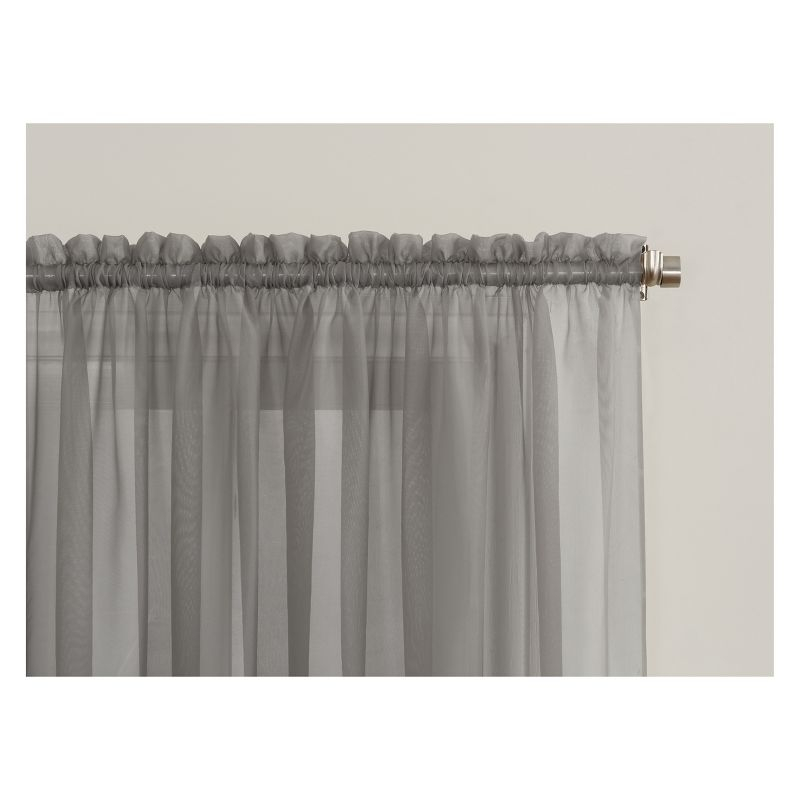 63"x59" Emily Sheer Voile Rod Pocket Curtain Panel Charcoal - No. 918