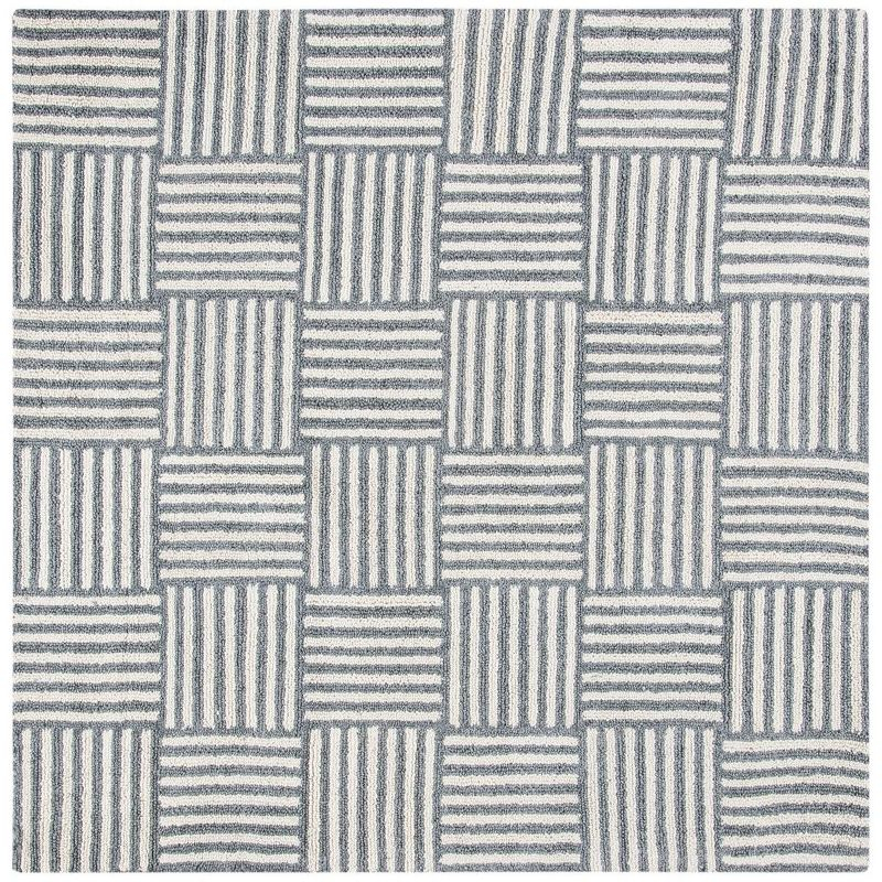Abstract ABT602 Handmade Indoor Area Rug - Ivory/Dark Grey - 6'x6' - Safavieh