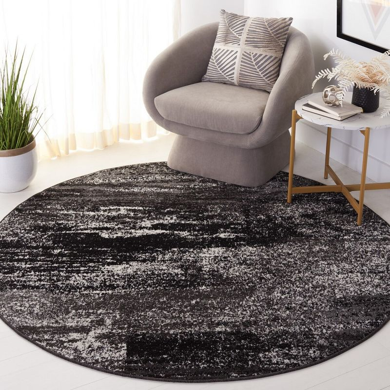 Adirondack ADR112 Machine Made Indoor Area Rug - Silver/Black - 9' Round - Safavieh