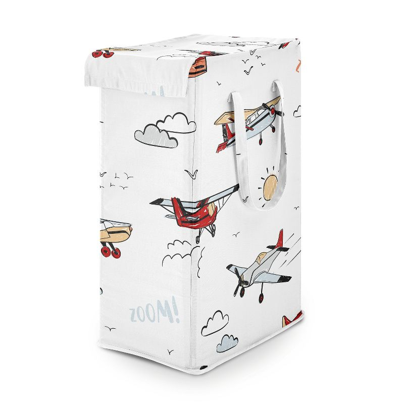 Sweet Jojo Designs Boy Foldable Laundry Hamper with Handles Airplane Red Blue and White