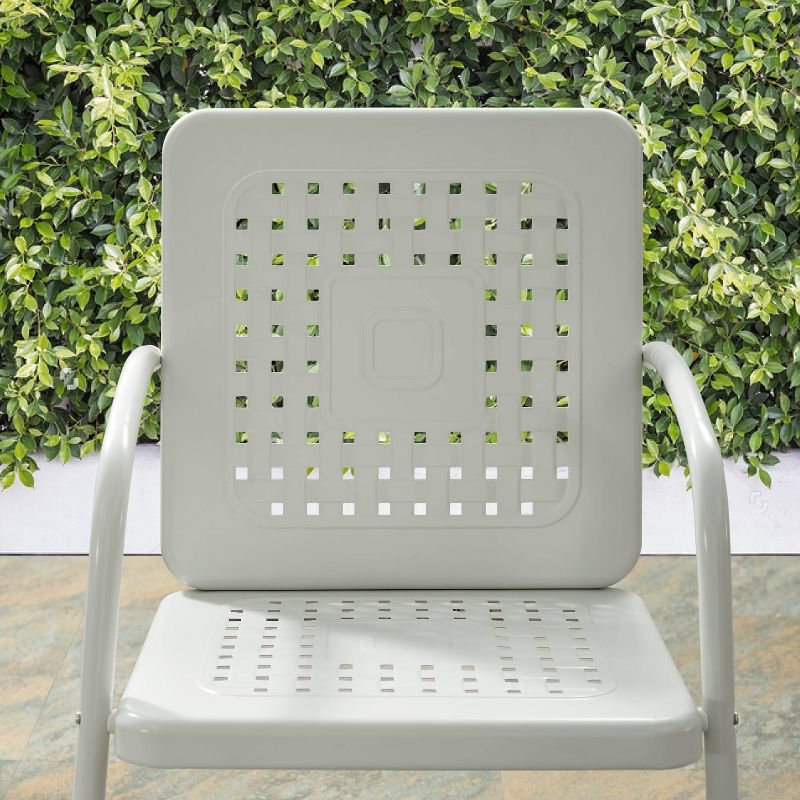 Crosley 2pk Bates Outdoor Steel Arm Chairs White: Vintage Style, Powder-Coated Finish, UV & Weather Resistant