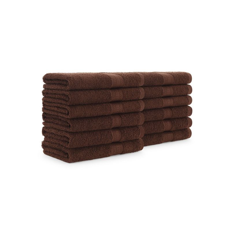 Arkwright True Color Hand Towels - (Pack of 12) Lightweight Absorbent Bathroom Towel, Quick Dry Linen, 16 x 27 in, Brown