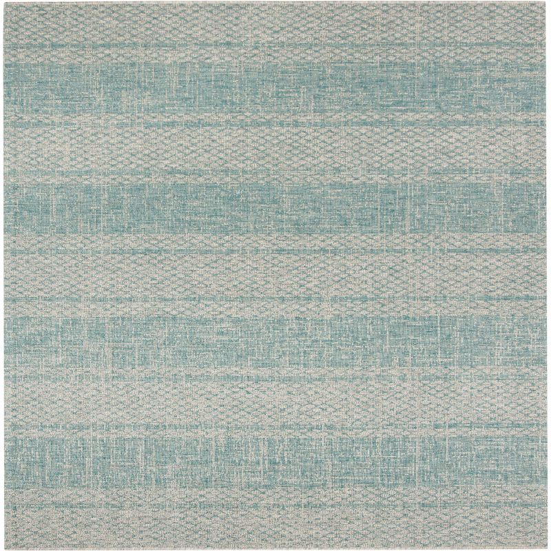 Courtyard CY8736 Power Loomed Indoor and Outdoor Area Rug - Light Grey/Aqua - 6'7"x6'7" - Safavieh