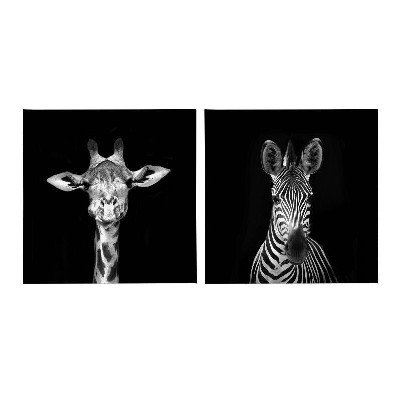 Kate & Laurel All Things Decor (Set of 2) 20"x20" Minimalist Animal Portrait by The Creative Bunch Studio Black Unframed Wall Canvas