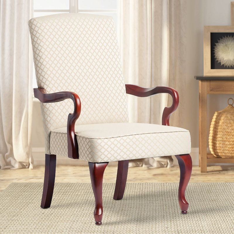 Comfort Pointe Derby Gooseneck Arm Chair Beige: Upholstered Polyester/Cotton, Wood Legs, Foam Fill