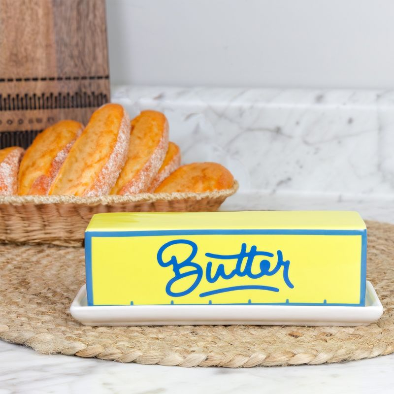 Darware Butter Shaped Butter Dish w/ Lid; Ceramic Spread Serving Dish