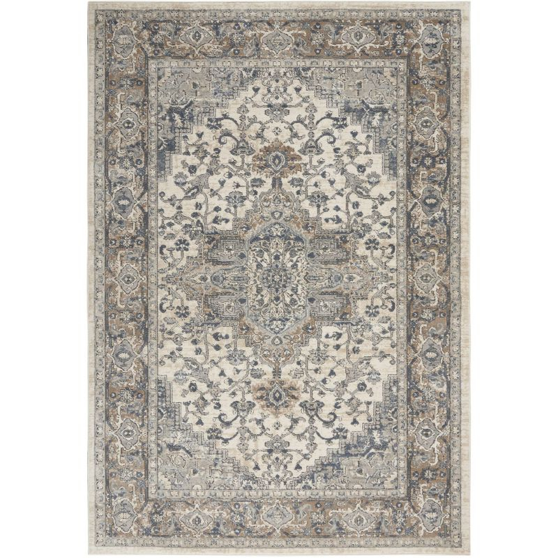 Nourison Concerto Center Medallion Indoor Rug Ivory Grey 5'3" x 7'3"