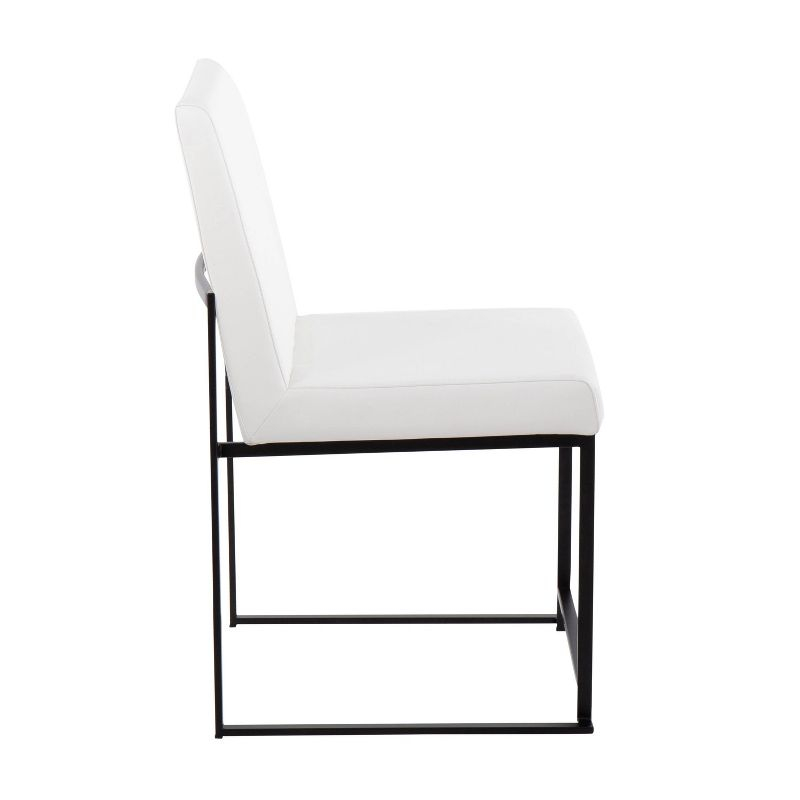 Set of 2 High Back Fuji Dining Chairs Leather/Steel Black/White - LumiSource