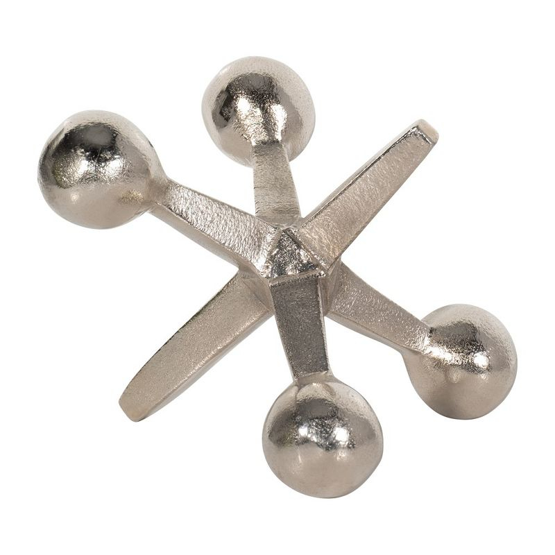 Sagebrook Home Creative Metal Jacks Sculpture for Room, Bedroom or Office Decor, Aluminum, Silver 7 L x 5 W x 5 H Inches