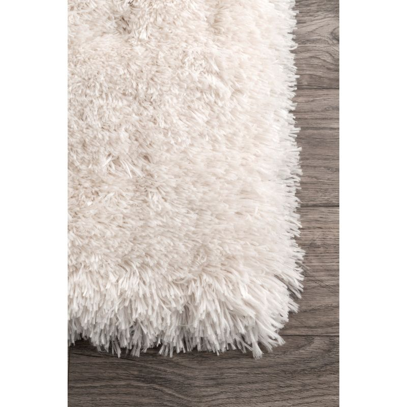 4'x6' Hand Tufted Kristan Shag Area Rug Ivory - nuLOOM: Contemporary High Pile, Skid-Resistant, Indoor Use