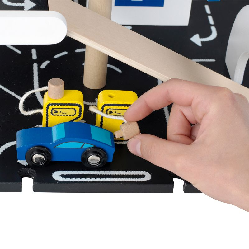Theo Klein Michelin Car Service Mechanic Station Kids Wooden Toy Playset with 1 Play Car, Screwdriver, and Tires for Ages 3 and Up
