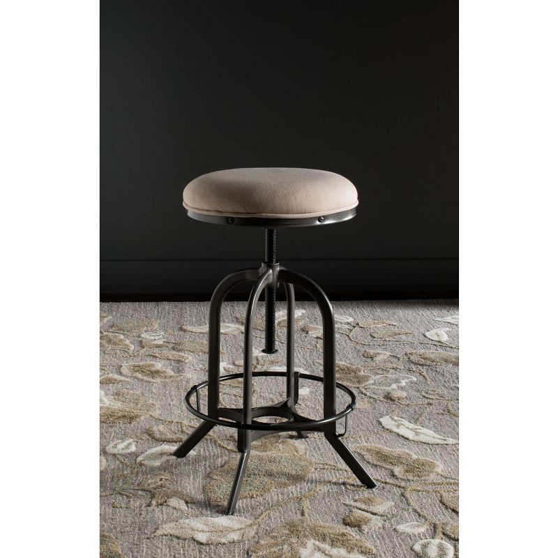 Wildomar Swivel Bar Stool - Beige/Antique Iron - Safavieh