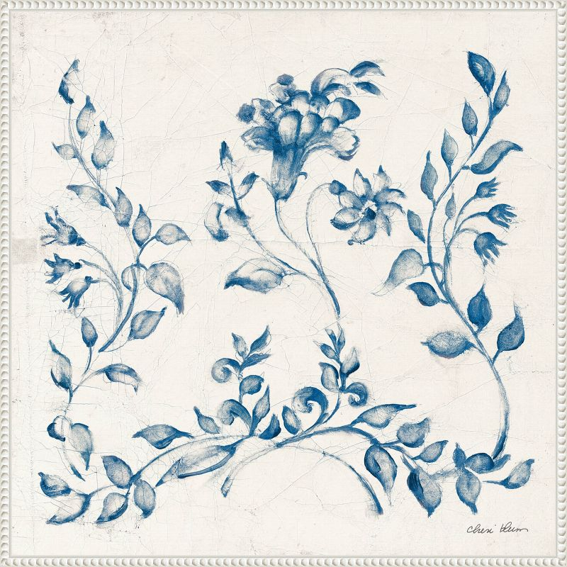Amanti Art Swedish Tile IV Blue by Cheri Blum Canvas Wall Art Print Framed 30 x 30