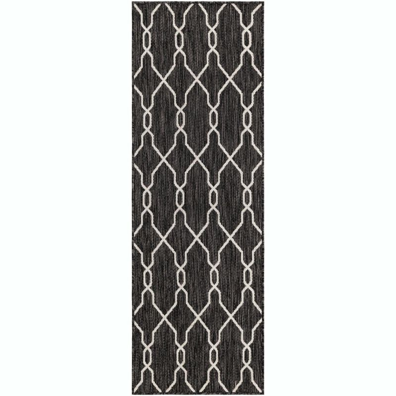 Unique Loom 2' 0 x 6' 1 Runner Indoor/Outdoor Trellis Charcoal Runner Rug