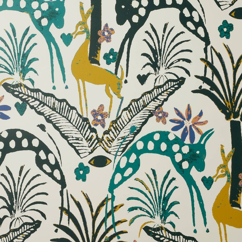 Fiesta Animals Peel and Stick Wallpaper Cream - Opalhouse™ designed with Jungalow™: Adhesive, Removable, Vinyl, Multicolor