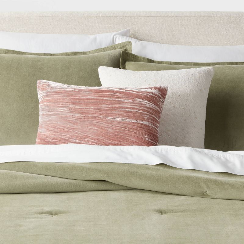 14"x20" Luxe Velvet Oblong Decorative Pillow Mauve - Threshold™: Indoor Polyester Fiber Filled, Knife Edge Design