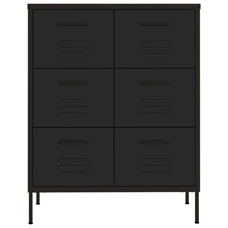 VidaXL Drawer Cabinet Black 31.5"x13.8"x40" Steel