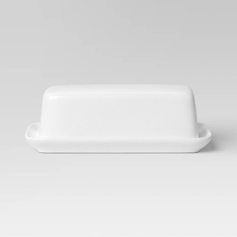 2pc Porcelain Butter Dish White - Threshold™: Butter Holder, Microwave & Dishwasher Safe, 4 Volume Capacity