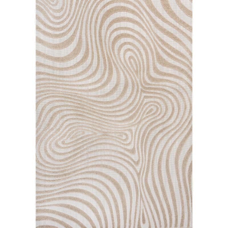 JONATHAN Y Maribo High-Low Abstract Groovy Striped Beige/Cream 5 ft. x 8 ft. Indoor/Outdoor Area Rug