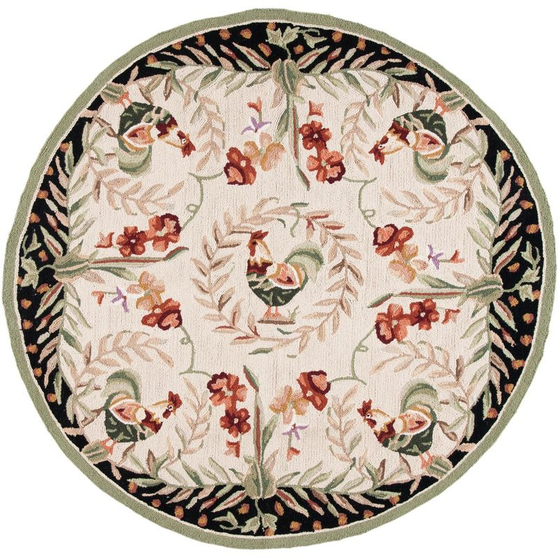 Chelsea HK92 Handmade Area Rug - 5'6" Round - Creme/Black - Safavieh