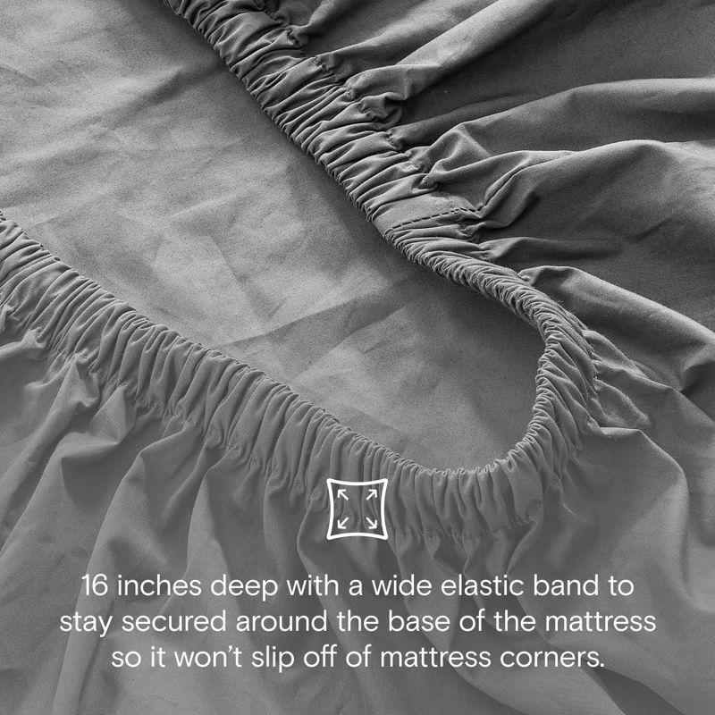 DOZ 100% GOTS Organic Percale Sheet Set, Crisp Cool, Long Staple, Breathable, Durable Storm Queen