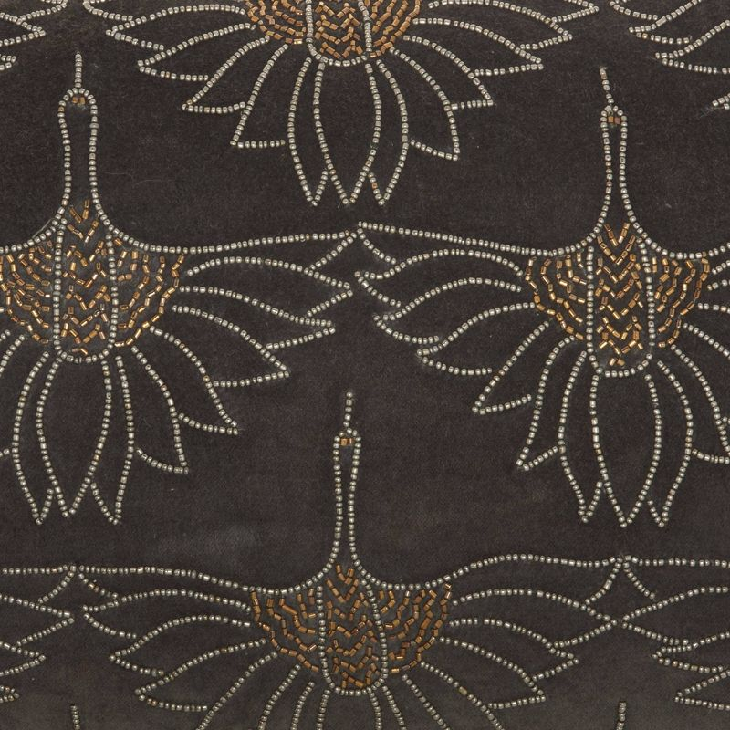 12"x20" Sofia Beaded Flowers Lumbar Throw Pillow Dark Gray - Mina Victory